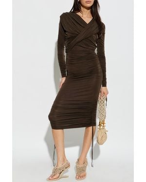 Balmain Draped Dress - Brown