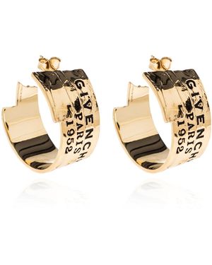 Givenchy Earrings With Engraved Logo - Metallic