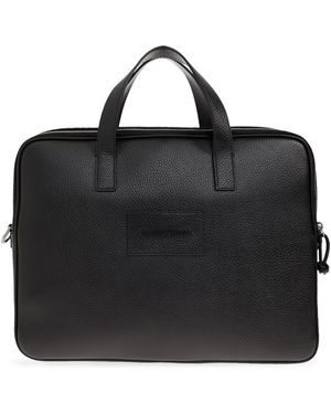 Emporio Armani Leather Document Hand Bag - Black