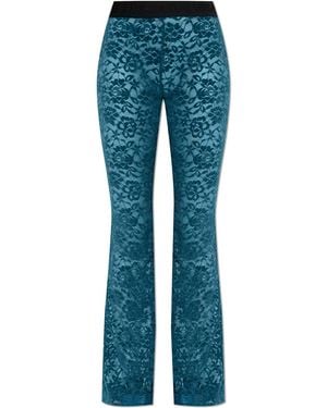 Versace Jeans Couture Lace Trousers With Flared Legs - Blue