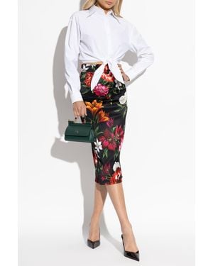 Dolce & Gabbana Floral Motif Skirt - Red