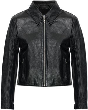 Samsøe & Samsøe Leather Jacket 'Sashiloh' - Black