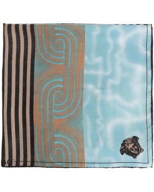 Versace Silk Scarf With "Floating By" Print - Blue