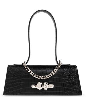 McQueen Leather Shoulder Bag - Black