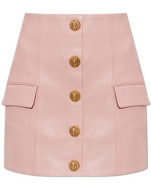 Balmain Leather Skirt - Pink