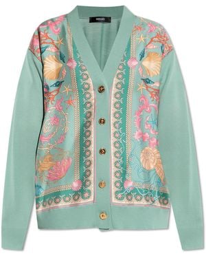 Versace Cardigan Made Of Combined Fabrics - Green
