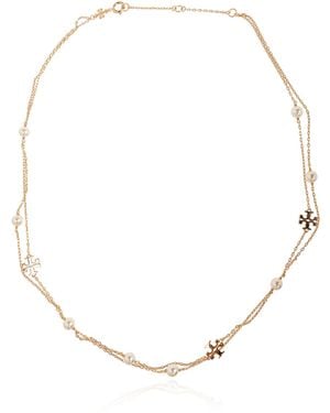 Tory Burch Necklace With Glass Pearls - White