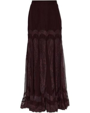 Zimmermann Silk Skirt With Lace Inserts - Purple