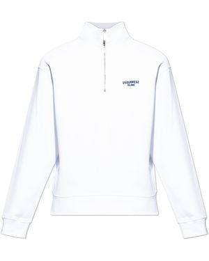 DSquared² Sweatshirt With A Stand-Up Collar - White