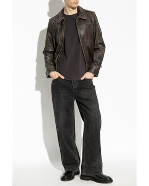 AllSaints Leather Jacket Alkan - Black