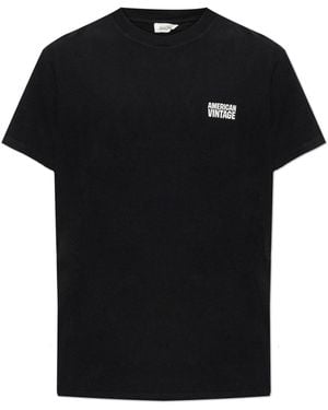 American Vintage T-Shirt With Printed Logo - Black