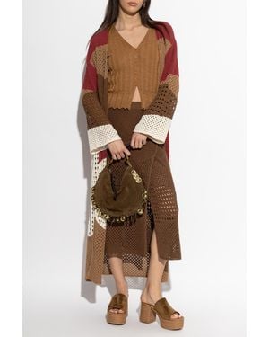 Akep Skirt With Logo Applique - Brown