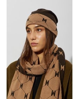Moschino Wool Beanie With Logo - Brown