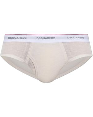 DSquared² Wool Briefs With Logo - Natural