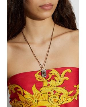 Versace Brass Necklace With Pendant - Red