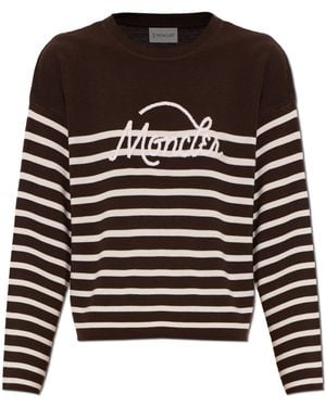 Moncler Wool Sweater With Striped Pattern - Brown