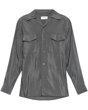 Lemaire Silk Shirt With Pockets - Grey