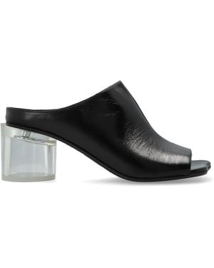 MM6 by Maison Margiela Leather Heeled Mules - Black