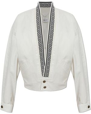 Versace Jacket With A Distinctive Greek Pattern - White
