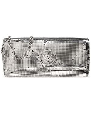 Versace Clutch With Shimmering Crystals - Grey