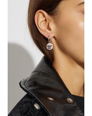 Versace Brass Earrings With Medusa Head - Black