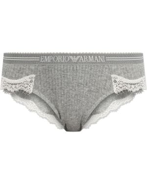 Emporio Armani Briefs With Lace Inserts - Grey