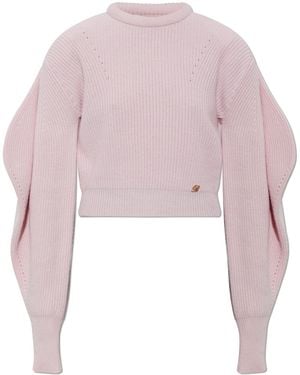 Blumarine Wool Jumper With Shoulder Pads - Pink
