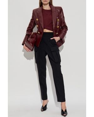 Balmain Leather Blazer - Red