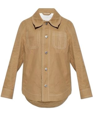 Ami Paris Denim Jacket With Pockets - Natural