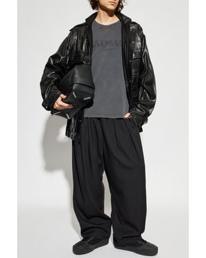 Balmain Lambskin Leather Jacket - Black