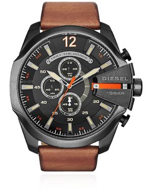 DIESEL "Mega Chief" Watch On A Leather Strap - Black