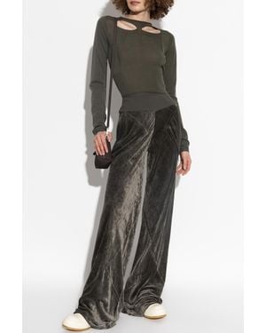 Rick Owens Velvet Wide-Leg Pants - Black