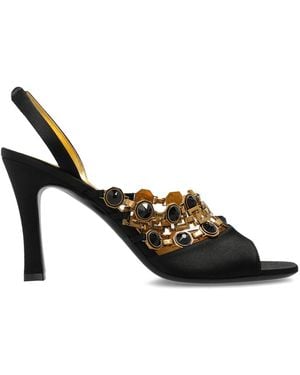 Versace Heeled Mules - Black