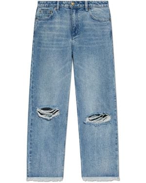 MICHAEL Michael Kors Distressed Straight-Leg Denim Jeans - Blue