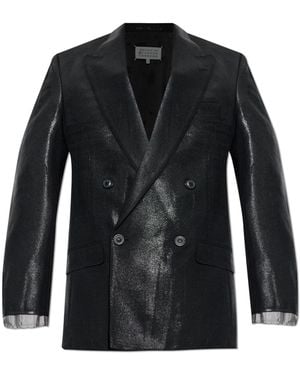 Maison Margiela Double-Breasted Blazer With A Shiny Finish - Black