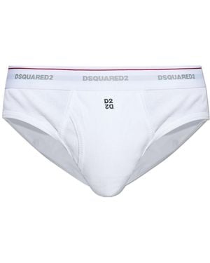DSquared² Ribbed Briefs With Logo - White