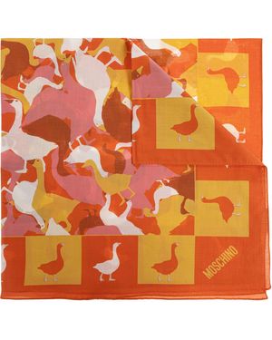 Moschino Cotton Scarf With Print - Orange
