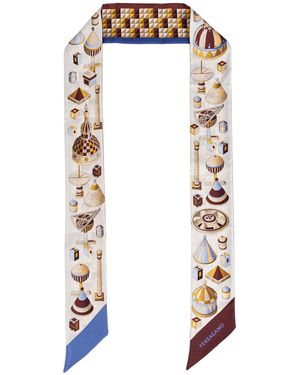 Ferragamo Silk Scarf With Print - Blue