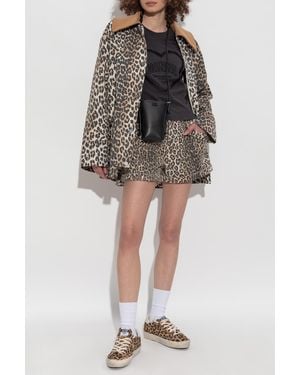 Ganni Jacket With Animal Print - Black