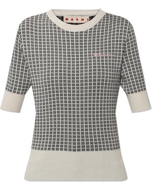 Marni Top With Embroidered Logo - Grey