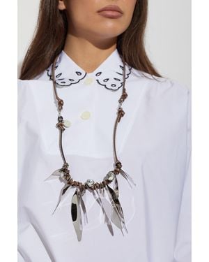 Marni Necklace With Shimmering Crystals - White