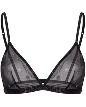 Emporio Armani Bra With Logo Appliqué - Black