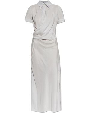 McQueen Silk Dress With Draping - White