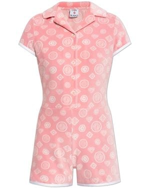 CASABLANCA Velvet Jumpsuit With Monogram - Pink