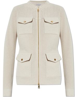 Moncler Cardigan With A Down Back - Natural