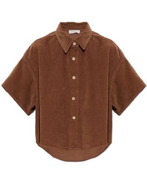 American Vintage Corduroy Short-Sleeve Shirt - Brown