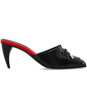 McQueen Leather Heeled Mules - Black