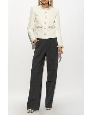 Self-Portrait Textured Denim Jacket - White