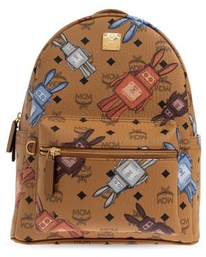 MCM Backpack With Logo - Brown