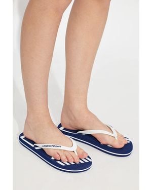 EA7 Rubber Flip-Flops With Logo - Blue